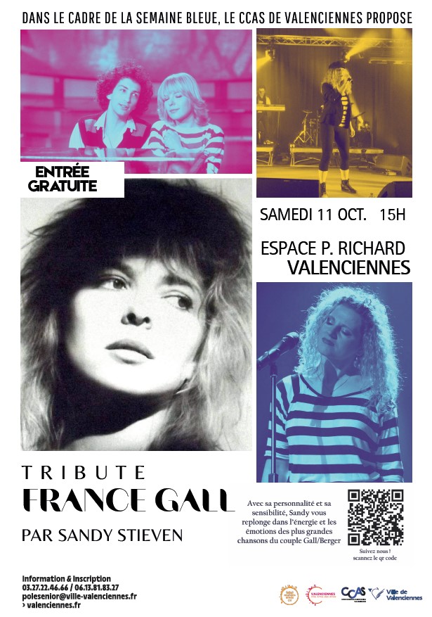 [💙𝐒𝐄𝐌𝐀𝐈𝐍𝐄 𝐁𝐋𝐄𝐔𝐄 💙] Dans le cadre de la semaine bleue, le CCAS vous propose un concert “Autour de France” par Sandy Stieven.

✨ 𝐑𝐞𝐯𝐢𝐯𝐞𝐳 𝐥’𝐮𝐧𝐢𝐯𝐞𝐫𝐬 𝐦𝐚𝐠𝐢𝐪𝐮𝐞 𝐝𝐞 𝐅𝐫𝐚𝐧𝐜𝐞 𝐆𝐚𝐥𝐥 𝐞𝐭 𝐌𝐢𝐜𝐡𝐞𝐥 𝐁𝐞𝐫𝐠𝐞𝐫 ✨
𝐷𝑒 𝑆𝑡𝑎𝑟𝑚𝑎𝑛𝑖𝑎 𝑎̀ 𝑙𝑒𝑢𝑟𝑠 𝑝𝑙𝑢𝑠 𝑔𝑟𝑎𝑛𝑑𝑠 𝑠𝑢𝑐𝑐𝑒̀𝑠, 𝑙𝑎𝑖𝑠𝑠𝑒𝑧-𝑣𝑜𝑢𝑠 𝑒𝑚𝑝𝑜𝑟𝑡𝑒𝑟 𝑝𝑎𝑟 𝑙’𝑒́𝑛𝑒𝑟𝑔𝑖𝑒 𝑒𝑡 𝑙’𝑒́𝑚𝑜𝑡𝑖𝑜𝑛 𝑑𝑒 𝑡𝑖𝑡𝑟𝑒𝑠 𝑖𝑛𝑜𝑢𝑏𝑙𝑖𝑎𝑏𝑙𝑒𝑠 : 𝐷𝑒́𝑏𝑟𝑎𝑛𝑐ℎ𝑒, 𝑇𝑜𝑢𝑡 𝑝𝑜𝑢𝑟 𝑙𝑎 𝑚𝑢𝑠𝑖𝑞𝑢𝑒, 𝐵𝑎𝑏𝑎𝑐𝑎𝑟, 𝑆𝑖 𝑚𝑎𝑚𝑎𝑛 𝑠𝑖…

📅 𝐒𝐚𝐦𝐞𝐝𝐢 𝟏𝟏 𝐨𝐜𝐭𝐨𝐛𝐫𝐞 – 𝐝𝐞 𝟏𝟓𝐡 𝐚̀ 𝟏𝟕𝐡
📍 Espace Pierre Richard – 1 Place Alexandre Leleu, Valenciennes
💡 GRATUIT 

ℹ 𝐈𝐧𝐟𝐨𝐬 𝐞𝐭 𝐢𝐧𝐬𝐜𝐫𝐢𝐩𝐭𝐢𝐨𝐧𝐬 𝐨𝐛𝐥𝐢𝐠𝐚𝐭𝐨𝐢𝐫𝐞𝐬 𝐚𝐮𝐩𝐫𝐞̀𝐬 𝐝𝐮 𝐏𝐨̂𝐥𝐞 𝐒𝐞𝐧𝐢𝐨𝐫 :
03 27 22 46 66 / 06 13 81 83 27