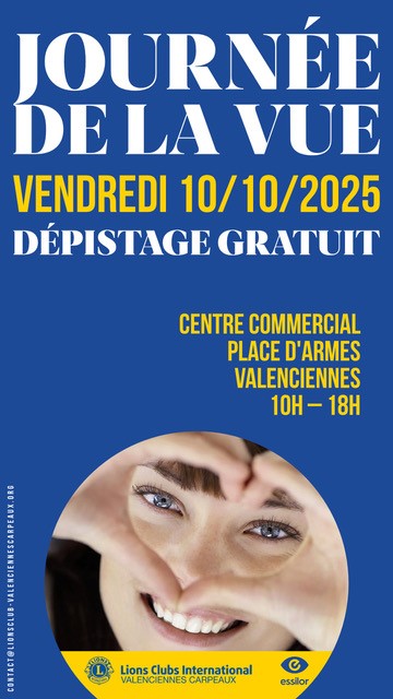 👁️ 𝐉𝐨𝐮𝐫𝐧𝐞́𝐞 𝐝𝐞 𝐥𝐚 𝐕𝐮𝐞 – 𝐕𝐞𝐧𝐝𝐫𝐞𝐝𝐢 𝟏𝟎 𝐨𝐜𝐭𝐨𝐛𝐫𝐞 👁️ 
Et si vous preniez un moment pour vos yeux ? 𝐑𝐃𝐕  𝐕𝐞𝐧𝐝𝐫𝐞𝐝𝐢 𝟏𝟎 𝐨𝐜𝐭𝐨𝐛𝐫𝐞 𝐚𝐮 𝐂𝐞𝐧𝐭𝐫𝐞 𝐜𝐨𝐦𝐦𝐞𝐫𝐜𝐢𝐚𝐥 𝐩𝐥𝐚𝐜𝐞 𝐝’𝐀𝐫𝐦𝐞𝐬, 𝐝𝐞 𝟏𝟎𝐡 𝐚̀ 𝟏𝟖𝐡
👉 Dépistage visuel gratuit, ouvert à tous !
L’occasion idéale de vérifier votre vue, poser vos questions et recevoir des conseils de professionnels de la santé visuelle.