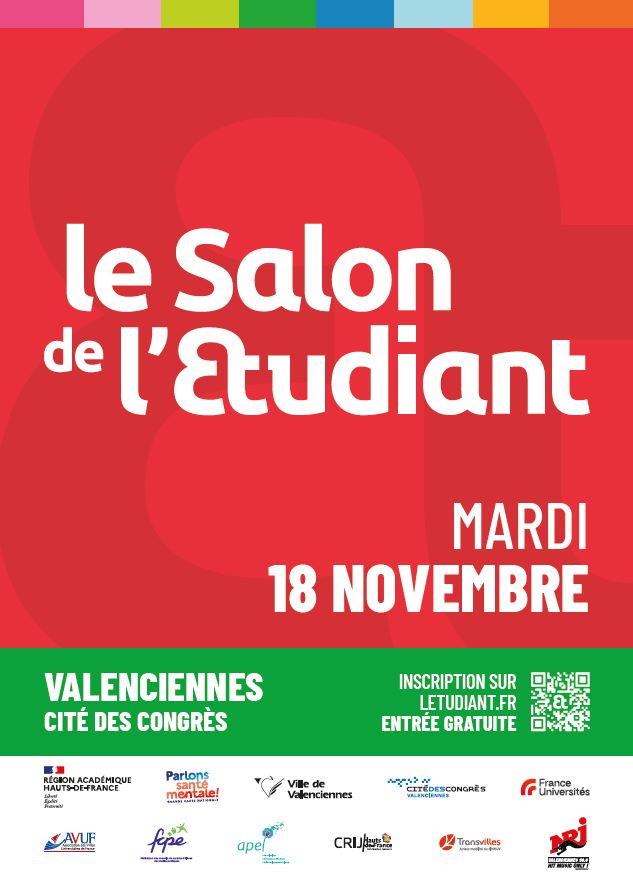 [🎓 INFO 🎓] 𝑽𝒐𝒖𝒔 𝒆̂𝒕𝒆𝒔 𝒍𝒚𝒄𝒆́𝒆𝒏 𝒐𝒖 𝒆́𝒕𝒖𝒅𝒊𝒂𝒏𝒕 𝒆𝒕 𝒗𝒐𝒖𝒔 𝒓𝒆́𝒇𝒍𝒆́𝒄𝒉𝒊𝒔𝒔𝒆𝒛 𝒂̀ 𝒗𝒐𝒕𝒓𝒆 𝒇𝒖𝒕𝒖𝒓 𝒑𝒂𝒓𝒄𝒐𝒖𝒓𝒔 𝒅’𝒆́𝒕𝒖𝒅𝒆𝒔 ?
Ne manquez pas le Salon de l’Étudiant à Valenciennes, le 𝐦𝐚𝐫𝐝𝐢 𝟏𝟖 𝐧𝐨𝐯𝐞𝐦𝐛𝐫𝐞 à la Cité des Congrès Valenciennes !

💡 𝑪’𝒆𝒔𝒕 𝒍𝒆 𝒓𝒆𝒏𝒅𝒆𝒛-𝒗𝒐𝒖𝒔 𝒊𝒏𝒄𝒐𝒏𝒕𝒐𝒖𝒓𝒏𝒂𝒃𝒍𝒆 𝒑𝒐𝒖𝒓 𝒆́𝒄𝒍𝒂𝒊𝒓𝒆𝒓 𝒗𝒐𝒕𝒓𝒆 𝒑𝒓𝒐𝒋𝒆𝒕 𝒅’𝒐𝒓𝒊𝒆𝒏𝒕𝒂𝒕𝒊𝒐𝒏 𝒆𝒕 𝒇𝒂𝒄̧𝒐𝒏𝒏𝒆𝒓 𝒗𝒐𝒕𝒓𝒆 𝒂𝒗𝒆𝒏𝒊𝒓.

Avec plus de 26 000 formations disponibles sur Parcoursup, les possibilités sont nombreuses… et les questions aussi 🤔
Orientation, dossiers de candidature, débouchés, pas toujours facile d’y voir clair 🧐
➡️ 𝑳𝒆 𝑺𝒂𝒍𝒐𝒏 𝒅𝒆 𝒍’𝑬́𝒕𝒖𝒅𝒊𝒂𝒏𝒕 𝒂̀ 𝑽𝒂𝒍𝒆𝒏𝒄𝒊𝒆𝒏𝒏𝒆𝒔 𝒆𝒔𝒕 𝒍𝒂̀ 𝒑𝒐𝒖𝒓 𝒗𝒐𝒖𝒔 𝒂𝒄𝒄𝒐𝒎𝒑𝒂𝒈𝒏𝒆𝒓 !

📚 𝐀𝐮 𝐩𝐫𝐨𝐠𝐫𝐚𝐦𝐦𝐞 :
✅ Infos sur les formations, écoles, universités et métiers
✅ Conseils pratiques pour préparer Parcoursup
✅ Focus sur les dossiers de candidature et les débouchés
✅ Échanges avec des professionnels de l’éducation
✅ Conférences, ateliers et stands d&rsquo;information animés par nos experts

ℹ + 𝐝&rsquo;𝐢𝐧𝐟𝐨𝐬 𝐞𝐭 𝐢𝐧𝐬𝐜𝐫𝐢𝐩𝐭𝐢𝐨𝐧 : https://salon-de-l-etudiant-valenciennes.salon.letudiant.fr/