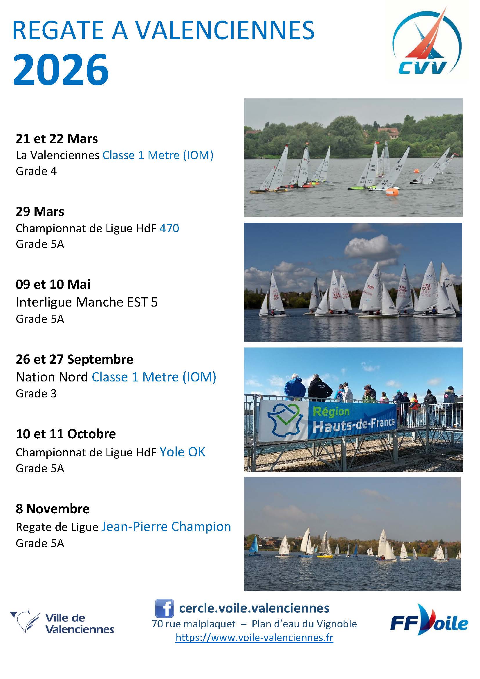 Régates à Valenciennes – Saison 2026
