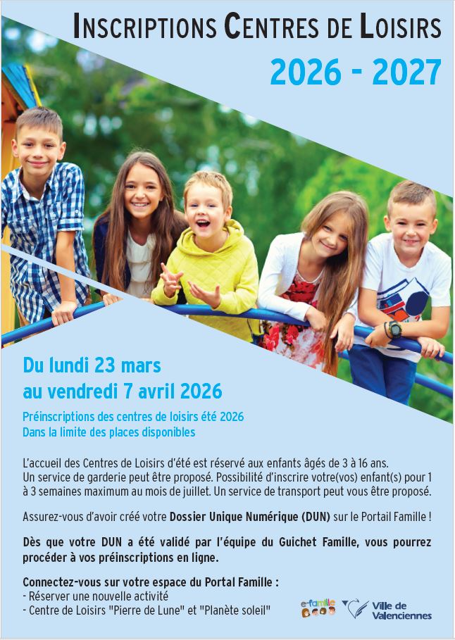 Inscriptions en centre de loisirs 2026-2027