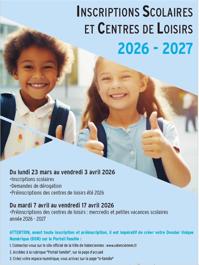 Inscriptions Scolaires et Centres de loisirs 2026-2027
