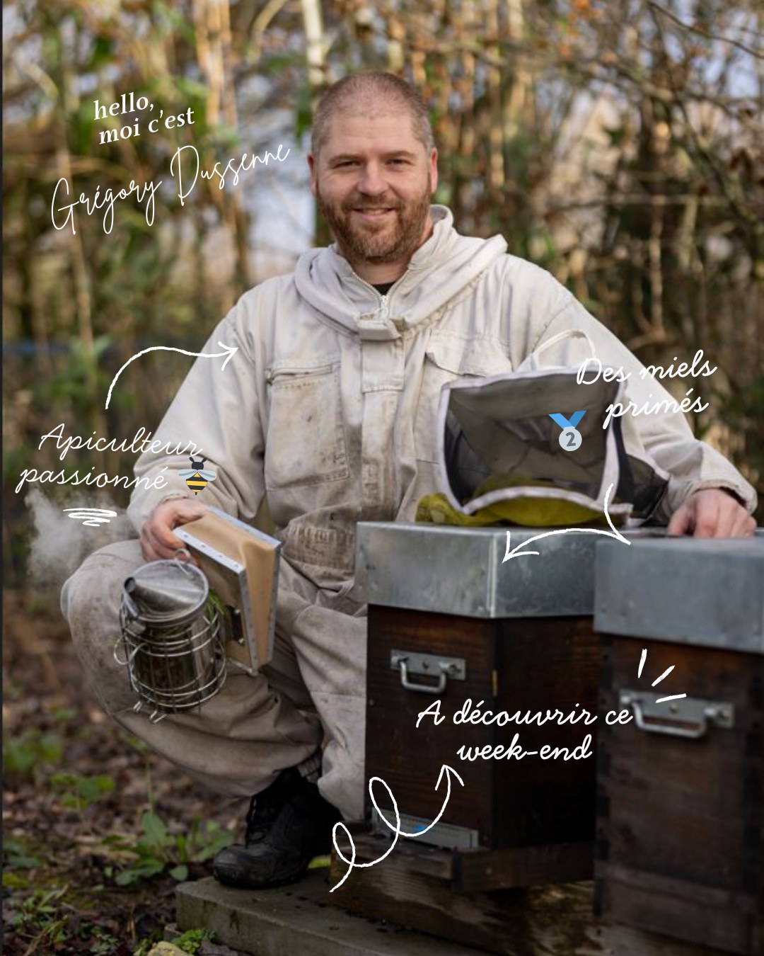 🍯 À la rencontre de nos exposants du marché des saveurs !

Aujourd’hui, on vous emmène découvrir Grégory Dussenne, apiculteur passionné 🐝

Des miels 100% issus de sa production, récoltés avec soin et dans le respect du savoir-faire apicole 🌼

✨ À ne pas manquer sur son stand :
🍯 Miel de tilleul de Picardie IGP
🥈 Miel de fleurs d’été (médaillé au Concours Général Agricole)
🥈 Miel d’acacia (médaillé au Concours Général Agricole)

😋 Des saveurs locales, authentiques et récompensées… difficile de résister !

📅 Rendez-vous du 27 au 29 mars
📍 Place d’Armes

👉 Vous êtes plutôt miel de tilleul ou miel d’acacia ? 👀
