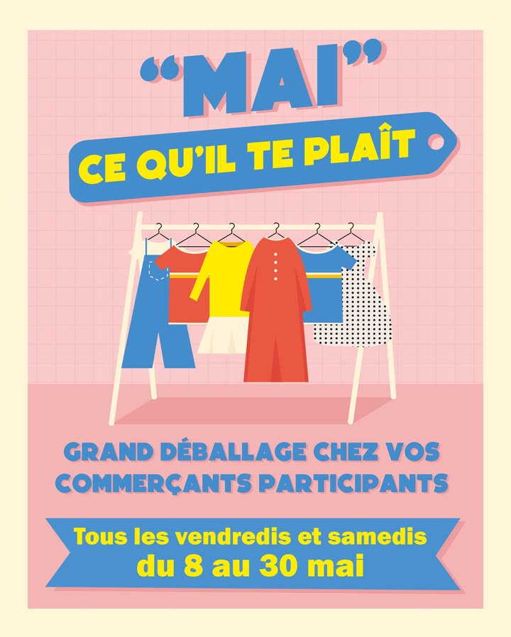 [🆕] 🌸 « 𝐌𝐀𝐈 » 𝐜𝐞 𝐪𝐮’𝐢𝐥 𝐭𝐞 𝐩𝐥𝐚𝐢̂𝐭 ! 👖👗

𝐃𝐮 𝟖 𝐚𝐮 𝟑𝟎 𝐦𝐚𝐢, vos commerçants participants sortent leurs stands.

👉 Rendez-vous 𝐭𝐨𝐮𝐬 𝐥𝐞𝐬 𝐯𝐞𝐧𝐝𝐫𝐞𝐝𝐢𝐬 𝐞𝐭 𝐬𝐚𝐦𝐞𝐝𝐢𝐬 pour profiter d’un centre-ville animé, découvrir des nouveautés et faire de jolies trouvailles !

🛍️ Flânez, explorez, laissez-vous inspirer… et soutenez vos commerces locaux ❤️

+ 𝐝&rsquo;𝐢𝐧𝐟𝐨𝐬 :
🔹 𝐋𝐢𝐞𝐧 𝐝𝐞 𝐥&rsquo;𝐞́𝐯𝐞́𝐧𝐞𝐦𝐞𝐧𝐭 :  https://fb.me/e/7JlTKuajb
🔹 𝐀𝐠𝐞𝐧𝐝𝐚 : https://www.valenciennes.fr/agenda/