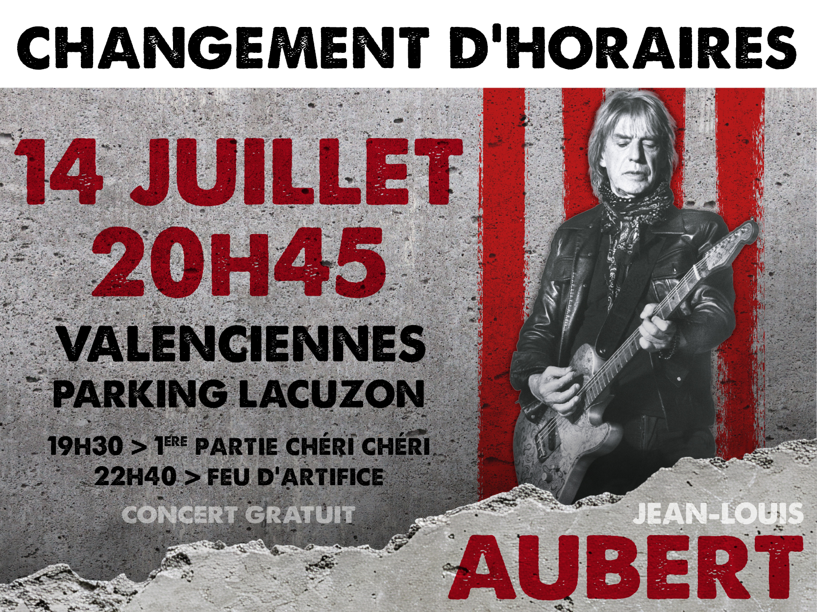 Information : Changement d&rsquo;horaires – concert du 14 juillet
