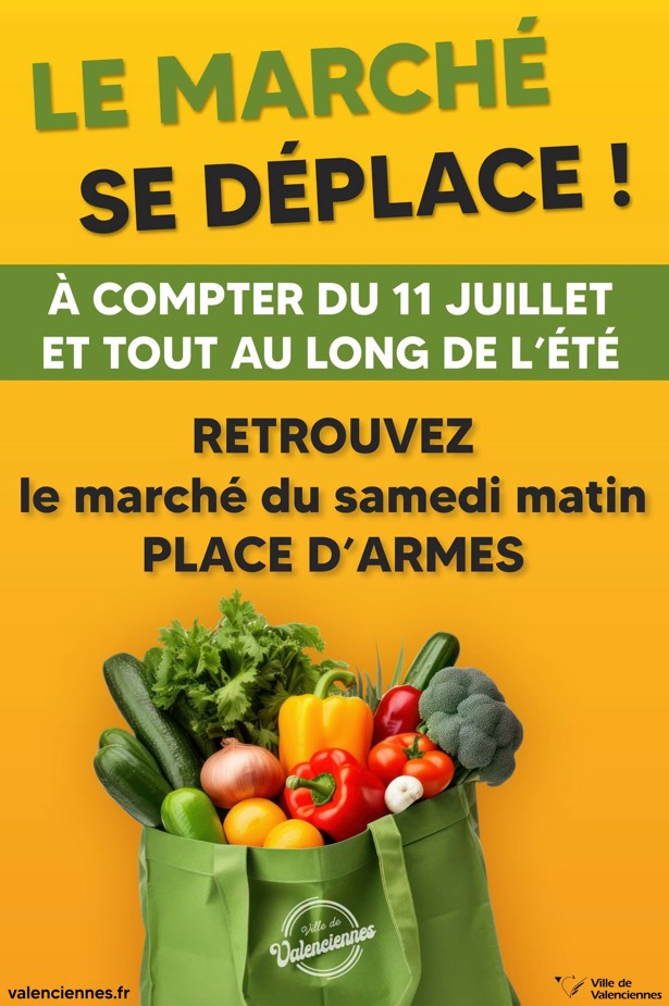 📢 𝐏𝐞𝐭𝐢𝐭 𝐫𝐚𝐩𝐩𝐞𝐥 ! Cet été, vos commerçants du marché vous donnent rendez-vous place d&rsquo;Armes.

🛍️ 𝑹𝒆𝒕𝒓𝒐𝒖𝒗𝒆𝒛-𝒍𝒆𝒔 𝒄𝒉𝒂𝒒𝒖𝒆 𝒎𝒆𝒓𝒄𝒓𝒆𝒅𝒊 𝒆𝒕 𝒄𝒉𝒂𝒒𝒖𝒆 𝒔𝒂𝒎𝒆𝒅𝒊, 𝒂𝒖𝒙 𝒉𝒐𝒓𝒂𝒊𝒓𝒆𝒔 𝒉𝒂𝒃𝒊𝒕𝒖𝒆𝒍𝒔, 𝒂𝒗𝒆𝒄 𝒕𝒐𝒖𝒔 𝒗𝒐𝒔 𝒑𝒓𝒐𝒅𝒖𝒊𝒕𝒔 𝒆𝒕 𝒄𝒐𝒎𝒎𝒆𝒓𝒄𝒆𝒔 𝒅𝒆 𝒑𝒓𝒐𝒙𝒊𝒎𝒊𝒕𝒆́.

📍 En résumé : cet été, le marché, c&rsquo;est tous les mercredis et samedis place d&rsquo;Armes !

𝐏𝐞𝐧𝐬𝐞𝐳 𝐚̀ 𝐩𝐚𝐫𝐭𝐚𝐠𝐞𝐫 𝐥&rsquo;𝐢𝐧𝐟𝐨𝐫𝐦𝐚𝐭𝐢𝐨𝐧 𝐚𝐮𝐭𝐨𝐮𝐫 𝐝𝐞 𝐯𝐨𝐮𝐬 !