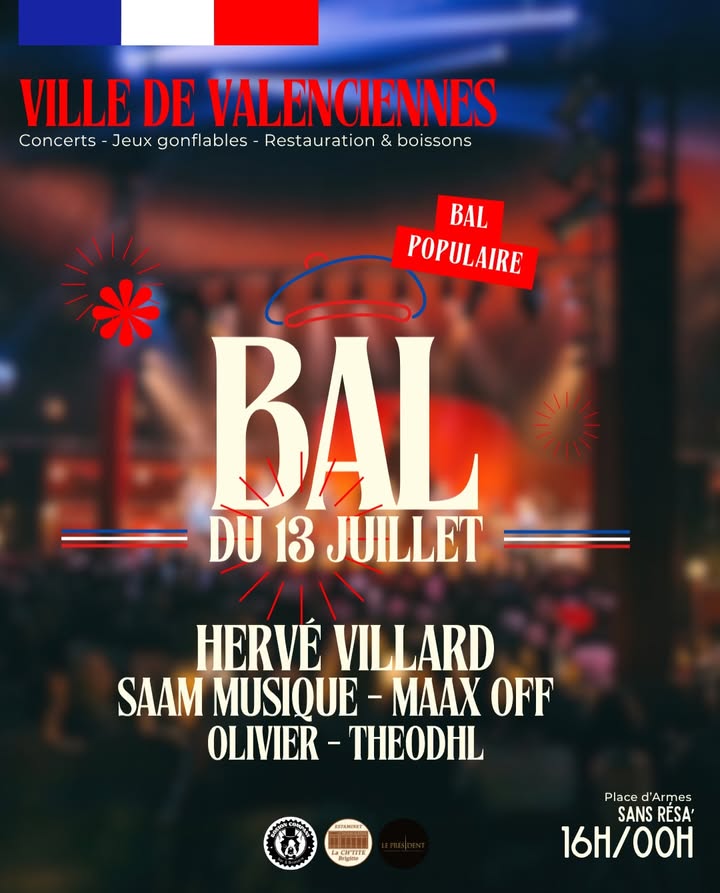 Le lundi 13 juillet, la place d’Armes remonte le temps… et monte le son. 🇫🇷🎶

Pour notre grand bal populaire organisé avec la Ville de Valenciennes, on vous prépare une journée à l’ancienne, mais avec une ambiance bien d’aujourd’hui.

Au programme : concerts, restauration, buvette, jeu gonflable pour les plus jeunes et surtout une invitation exceptionnelle : Hervé Vilard sera parmi nous. ⭐️

De 16h à 00h, venez danser, trinquer, manger et profiter du soleil sur la place d’Armes.

📍 Place d’Armes, Valenciennes
📅 Lundi 13 juillet
🕓 De 16h à 00h

Le Boston Company

#chtitebrigitte #valenciennes #balpopulaire #13juillet #placedarmes