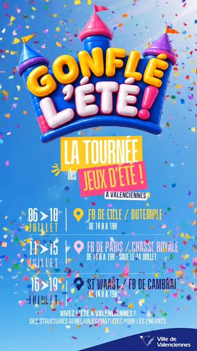 🎈 𝐏𝐞𝐭𝐢𝐭𝐞 𝐩𝐚𝐮𝐬𝐞 𝐩𝐨𝐮𝐫 « 𝐆𝐨𝐧𝐟𝐥𝐞́ 𝐥&rsquo;𝐞́𝐭𝐞́ » !

𝐋𝐞 𝟏𝟒 𝐣𝐮𝐢𝐥𝐥𝐞𝐭,  les animations feront une pause au faubourg de Lille et à la Chasse Royale, afin de laisser place aux festivités de la Fête nationale. 

✨ 𝐎𝐧 𝐬𝐞 𝐫𝐞𝐭𝐫𝐨𝐮𝐯𝐞 𝐝𝐞̀𝐬 𝐥𝐞 𝟏𝟓 𝐣𝐮𝐢𝐥𝐥𝐞𝐭 𝐩𝐨𝐮𝐫 𝐜𝐨𝐧𝐭𝐢𝐧𝐮𝐞𝐫 𝐚̀ 𝐩𝐫𝐨𝐟𝐢𝐭𝐞𝐫 𝐝𝐞𝐬 𝐬𝐭𝐫𝐮𝐜𝐭𝐮𝐫𝐞𝐬 𝐠𝐨𝐧𝐟𝐥𝐚𝐛𝐥𝐞𝐬 !

Très belle Fête nationale à toutes et à tous, et à très vite ! ☀️