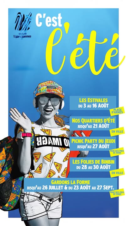 ☀️🎉 𝐂&rsquo;𝐞𝐬𝐭 𝐥&rsquo;𝐞́𝐭𝐞́ 𝐚̀ 𝐕𝐚𝐥𝐞𝐧𝐜𝐢𝐞𝐧𝐧𝐞𝐬 ! 🎉☀️
La programmation estivale se poursuit avec de nombreux rendez-vous à partager en famille ou entre amis ! 💛

📅 𝐉𝐞𝐮𝐝𝐢 𝟐𝟎 𝐚𝐨𝐮̂𝐭 – 𝐉𝐞𝐮𝐝𝐢 𝐏𝐢𝐜𝐧𝐢𝐜 🧺
Place à la danse avec une animation rock proposée par l’association Rock’N Val 🕺
𝐿’𝑜𝑐𝑐𝑎𝑠𝑖𝑜𝑛 𝑑𝑒 𝑝𝑖𝑞𝑢𝑒-𝑛𝑖𝑞𝑢𝑒𝑟, 𝑝𝑟𝑜𝑓𝑖𝑡𝑒𝑟 𝑑𝑒 𝑙’𝑒́𝑡𝑒́ 𝑒𝑡 𝑠𝑢𝑟𝑡𝑜𝑢𝑡… 𝑑𝑒 𝑏𝑜𝑢𝑔𝑒𝑟 𝑎𝑢 𝑟𝑦𝑡ℎ𝑚𝑒 𝑑𝑢 𝑟𝑜𝑐𝑘 !

📅 𝐕𝐞𝐧𝐝𝐫𝐞𝐝𝐢 𝟐𝟏 𝐚𝐨𝐮̂𝐭 – 𝐂𝐥𝐨̂𝐭𝐮𝐫𝐞 𝐝𝐞 “𝐍𝐨𝐬 𝐐𝐮𝐚𝐫𝐭𝐢𝐞𝐫𝐬 𝐝’𝐞́𝐭𝐞́”
Un dernier rendez-vous festif pour clore en beauté cette belle programmation estivale !

📅 𝐉𝐞𝐮𝐝𝐢 𝟐𝟕 𝐚𝐨𝐮̂𝐭 – 𝐉𝐞𝐮𝐝𝐢 𝐏𝐢𝐜𝐧𝐢𝐜 🧺
Découvrez S’CapAde, un duo musical composé de deux sœurs qui vous proposeront un répertoire de reprises pop/rock en guitare-voix 🎤🎸
𝑈𝑛𝑒 𝑝𝑎𝑟𝑒𝑛𝑡ℎ𝑒̀𝑠𝑒 𝑚𝑢𝑠𝑖𝑐𝑎𝑙𝑒 𝑡𝑜𝑢𝑡 𝑒𝑛 𝑑𝑜𝑢𝑐𝑒𝑢𝑟 𝑒𝑡 𝑒𝑛 𝑒́𝑛𝑒𝑟𝑔𝑖𝑒 !

📅 𝟐𝟖, 𝟐𝟗 & 𝟑𝟎 𝐚𝐨𝐮̂𝐭 – 𝐋𝐞𝐬 𝐅𝐨𝐥𝐢𝐞𝐬 𝐝𝐞 𝐁𝐢𝐧𝐛𝐢𝐧
Notre géant préféré est de retour ! 🥳 Trois jours de fête, d’animations et de surprises pour vivre pleinement les Folies de Binbin !

📅 𝐀̀ 𝐩𝐚𝐫𝐭𝐢𝐫 𝐝𝐮 𝟐𝟑 𝐚𝐨𝐮̂𝐭 𝐣𝐮𝐬𝐪𝐮’𝐚𝐮 𝟐𝟕 𝐬𝐞𝐩𝐭𝐞𝐦𝐛𝐫𝐞 – “𝐆𝐚𝐫𝐝𝐨𝐧𝐬 𝐥𝐚 𝐟𝐨𝐫𝐦𝐞”
On reprend les bonnes habitudes avec une nouvelle édition de Gardons la forme 💪🌿

𝐄𝐭 𝐜𝐞 𝐧’𝐞𝐬𝐭 𝐩𝐚𝐬 𝐭𝐨𝐮𝐭 ! 👀✨
Bien d’autres animations et rendez-vous sont à découvrir tout au long de l’été à Valenciennes !

👉 𝐑𝐞𝐭𝐫𝐨𝐮𝐯𝐞𝐳 𝐭𝐨𝐮𝐭𝐞 𝐥𝐚 𝐩𝐫𝐨𝐠𝐫𝐚𝐦𝐦𝐚𝐭𝐢𝐨𝐧 𝐬𝐮𝐫 https://www.valenciennes.fr/agenda/

#valenciennes #valenciennes_maville