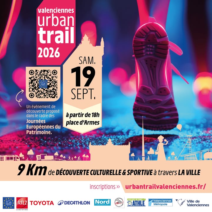 🏃‍♀️🏃‍♂️ 𝐔𝐫𝐛𝐚𝐧 𝐓𝐫𝐚𝐢𝐥 𝐝𝐞 𝐕𝐚𝐥𝐞𝐧𝐜𝐢𝐞𝐧𝐧𝐞𝐬 : 𝐯𝐨𝐮𝐬 𝐞̂𝐭𝐞𝐬 𝐩𝐫𝐞̂𝐭𝐬 ?

𝑳𝒆 𝒈𝒓𝒂𝒏𝒅 𝒋𝒐𝒖𝒓 𝒂𝒑𝒑𝒓𝒐𝒄𝒉𝒆 ! 🔥

Avant de chausser vos baskets, pensez à faire un petit tour sur le site officiel de l’URBAN TRAIL Valenciennes pour retrouver toutes les informations pratiques :

🔹 retrait des dossards
🔹 horaires et infos de départ
🔹 parcours
🔹 offres des partenaires
🔹 toutes les infos utiles pour préparer votre participation 😉

👉 𝐑𝐞𝐭𝐫𝐨𝐮𝐯𝐞𝐳 𝐭𝐨𝐮𝐭 𝐜𝐞 𝐪𝐮’𝐢𝐥 𝐟𝐚𝐮𝐭 𝐬𝐚𝐯𝐨𝐢𝐫 𝐬𝐮𝐫 𝐥𝐞 𝐬𝐢𝐭𝐞 𝐝𝐞 𝐥’𝐔𝐫𝐛𝐚𝐧 𝐓𝐫𝐚𝐢𝐥 : https://www.urbantrailvalenciennes.fr/ 𝐞𝐭 𝐬𝐮𝐫 𝐥𝐞𝐮𝐫 𝐩𝐚𝐠𝐞 : URBAN TRAIL Valenciennes 

𝑨̀ 𝒗𝒐𝒔 𝒃𝒂𝒔𝒌𝒆𝒕𝒔… 𝒆𝒕 𝒓𝒆𝒏𝒅𝒆𝒛-𝒗𝒐𝒖𝒔 𝒑𝒐𝒖𝒓 𝒖𝒏𝒆 𝒏𝒐𝒖𝒗𝒆𝒍𝒍𝒆 𝒆́𝒅𝒊𝒕𝒊𝒐𝒏 𝒅𝒆 𝒍’𝑼𝒓𝒃𝒂𝒏 𝑻𝒓𝒂𝒊𝒍 ! 💪

#urbantrail  #valenciennes  #valenciennes_maville #urbantrailvalenciennes  #Running #sport